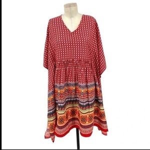 NWT Tolani Collection Meghan Kaftan Dress Tunic Batwing
Red Print Size 1X